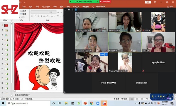 Các bạn học viên đang tham gia lớp học tiếng Trung online